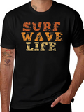 Surf Wave Life Graphic Print Black T-Shirt product image 1