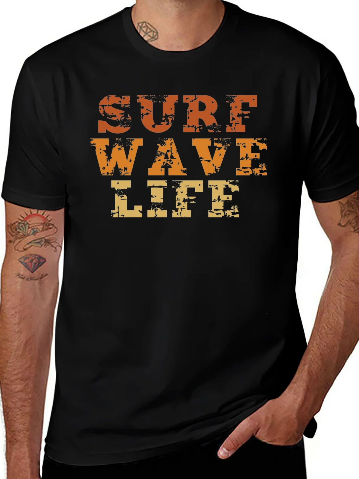 Surf Wave Life Graphic Print Black T-Shirt product image 1