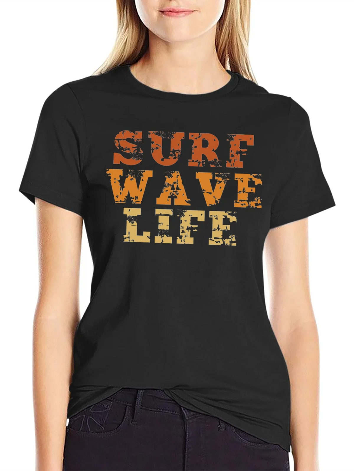 Surf Wave Life Graphic Print Black T-Shirt product image 2