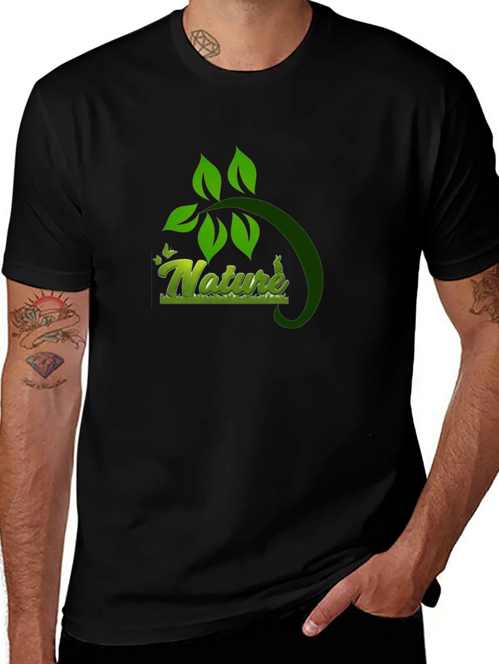 Nature Graphic Black T-Shirt - Eco Friendly Design product image 1