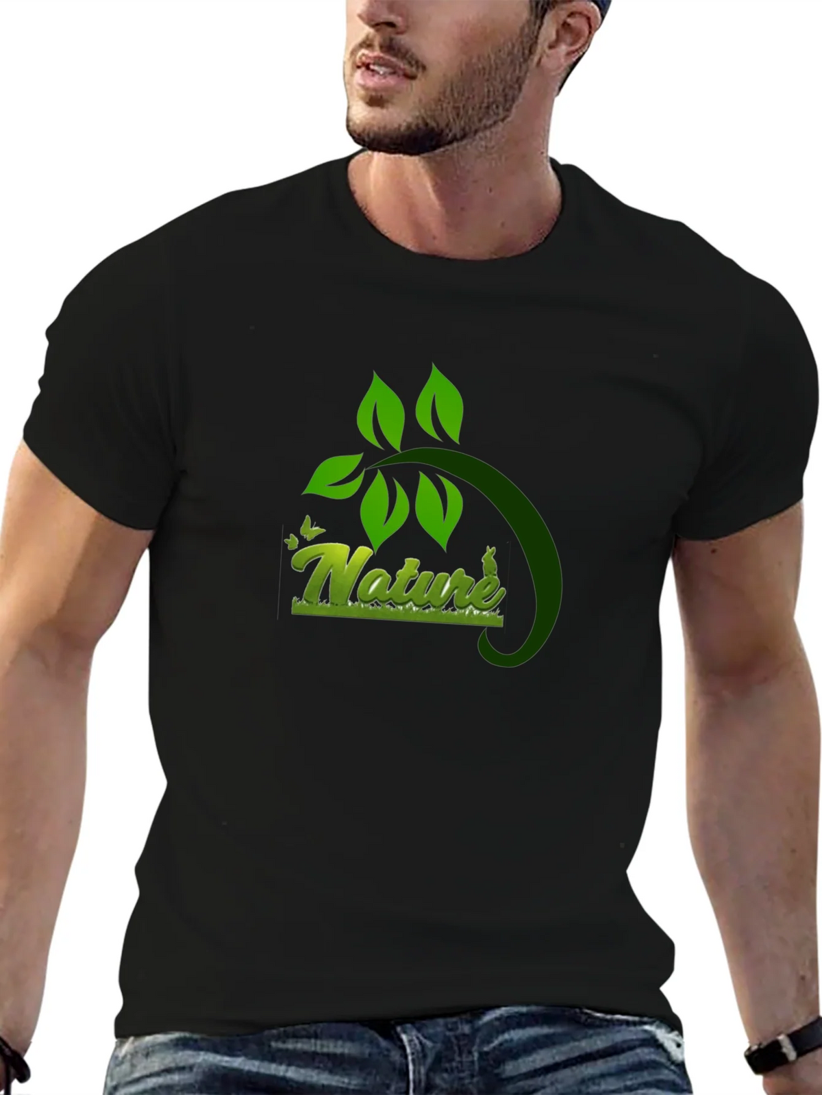 Nature Graphic Black T-Shirt - Eco Friendly Design product image 6