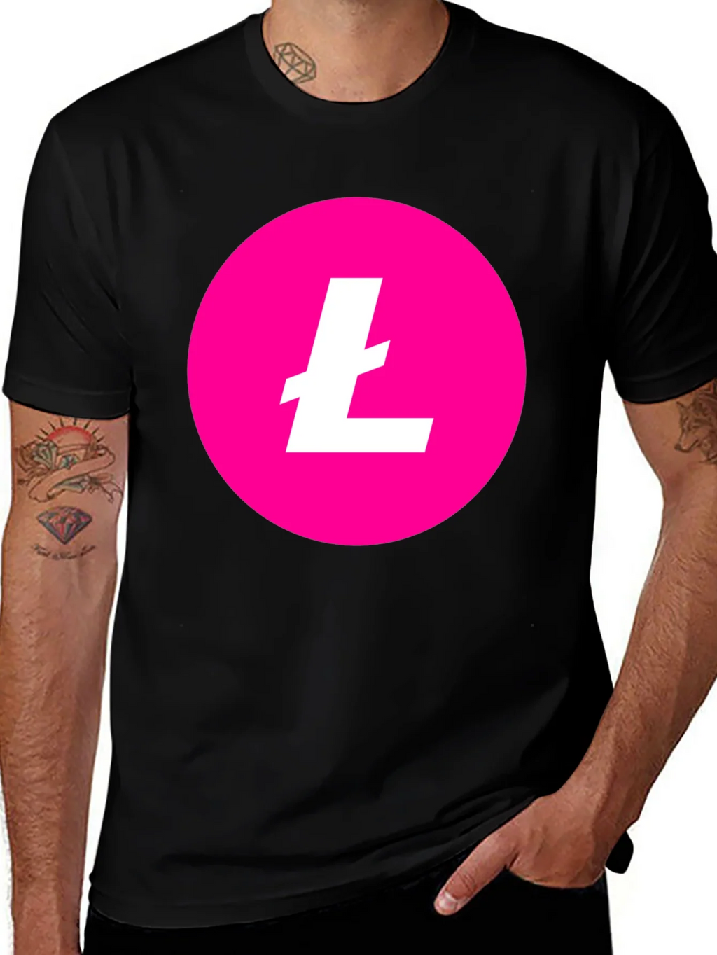Litecoin Crypto T-Shirt - Pink & Black product image 1