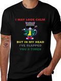 Calm Cat Slapped You 3 Times Black T-Shirt product image 1