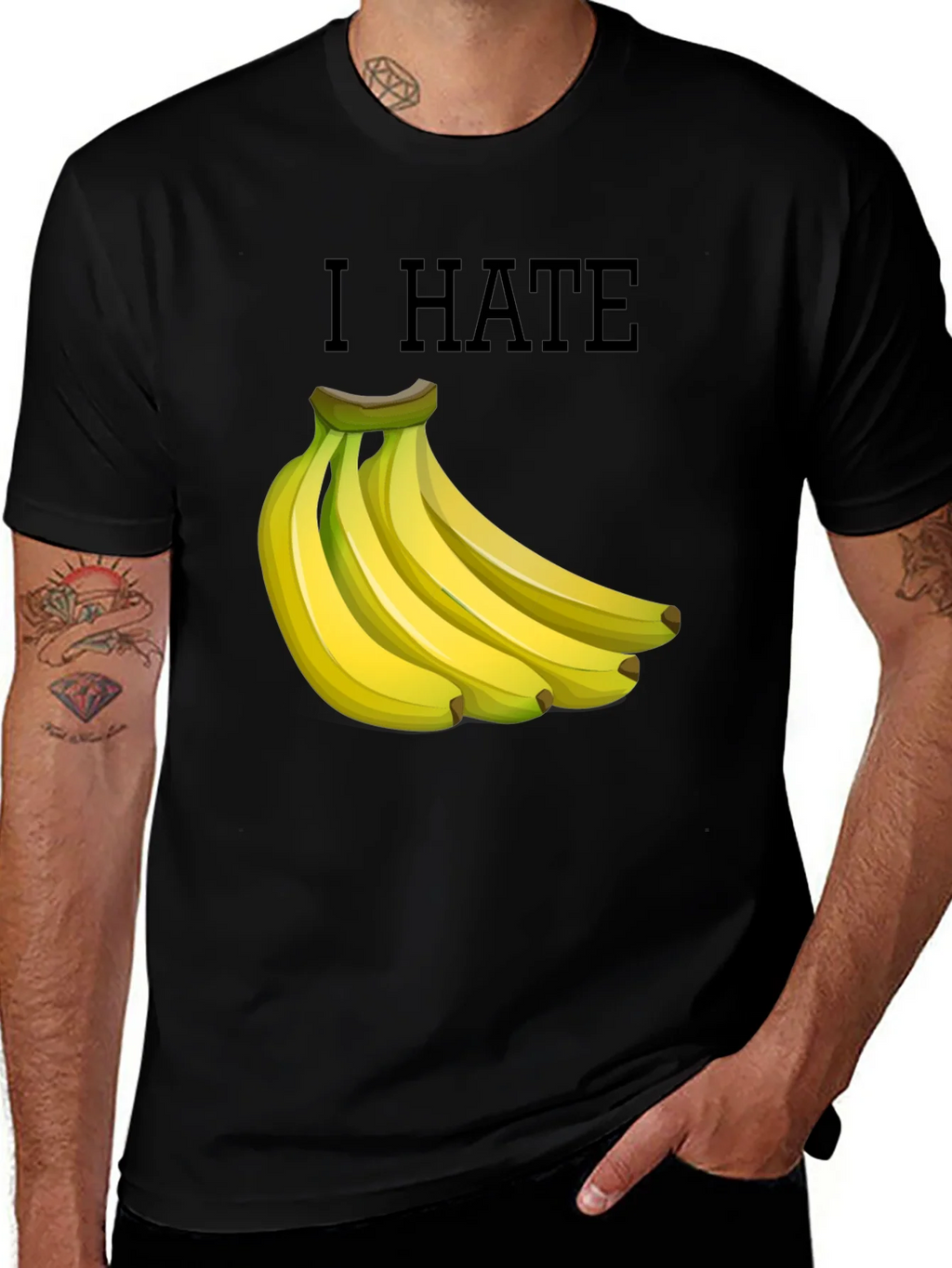 I Hate Bananas Funny Graphic T-Shirt - Black product image 1
