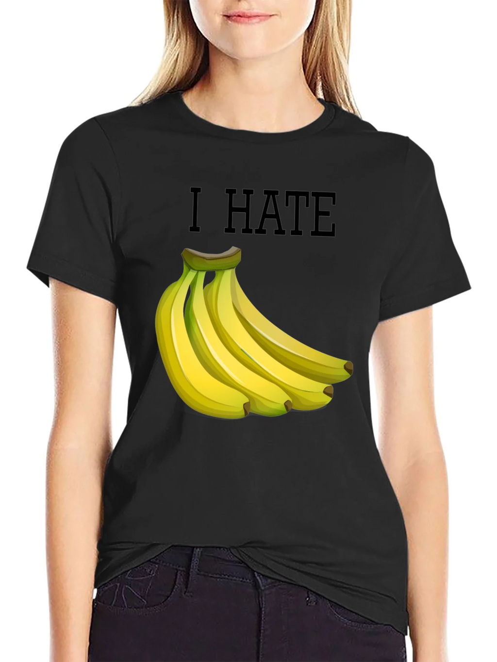 I Hate Bananas Funny Graphic T-Shirt - Black product image 2