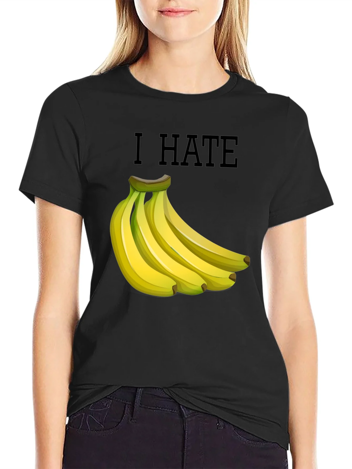 I Hate Bananas Funny Graphic T-Shirt - Black product image 2