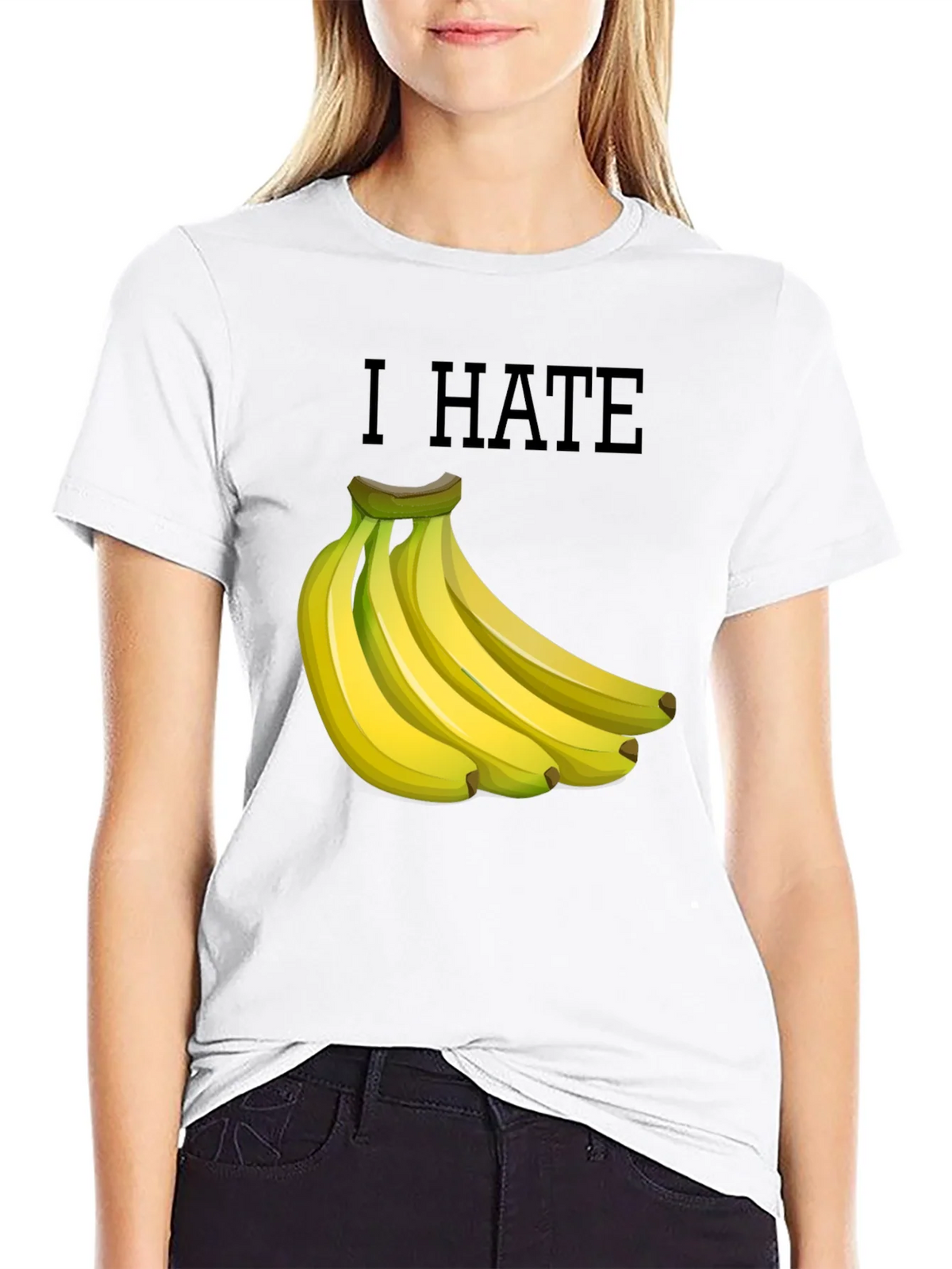 I Hate Bananas Funny Graphic T-Shirt - Black product image 8
