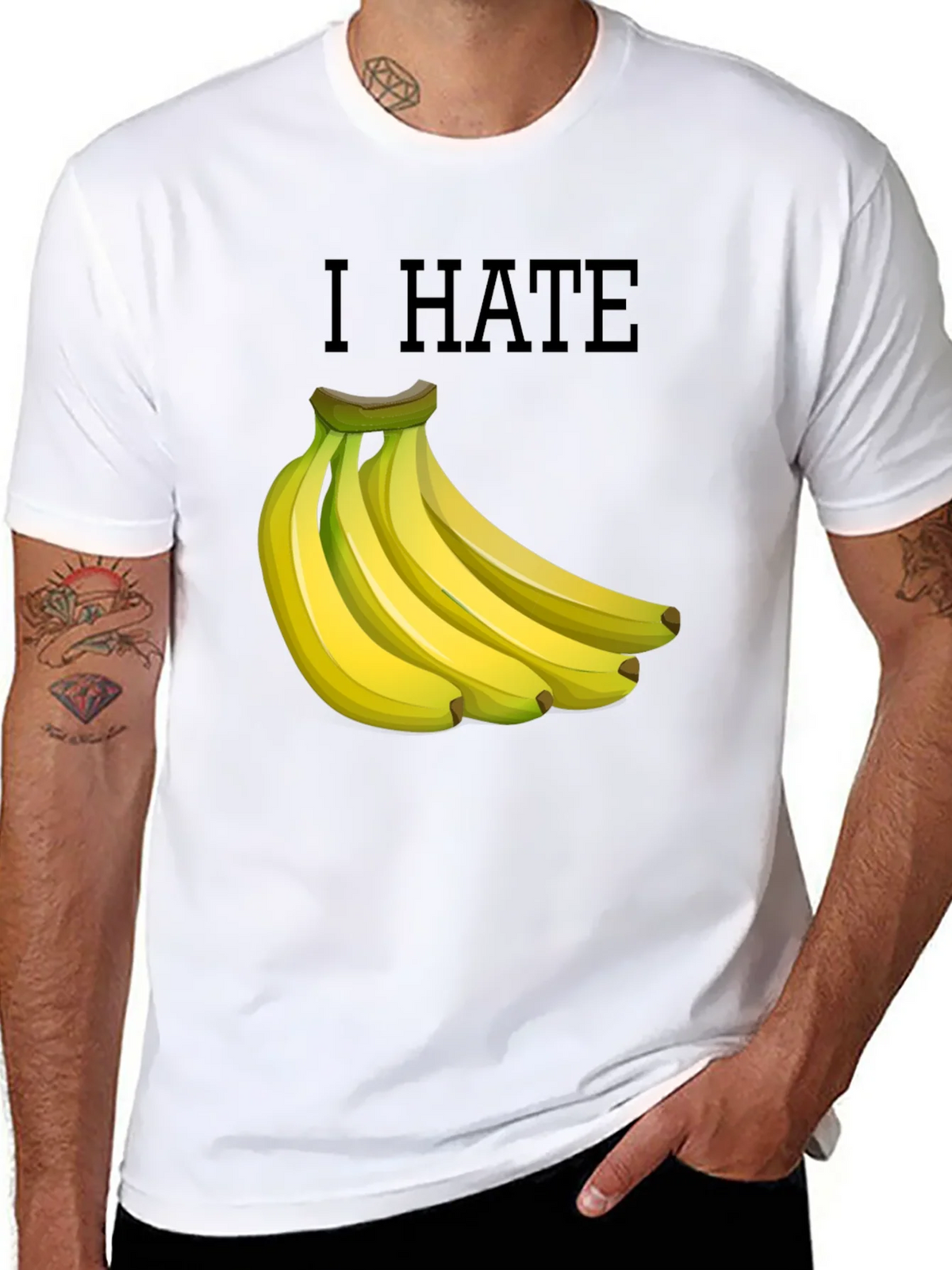 I Hate Bananas Funny Graphic T-Shirt - Black product image 7