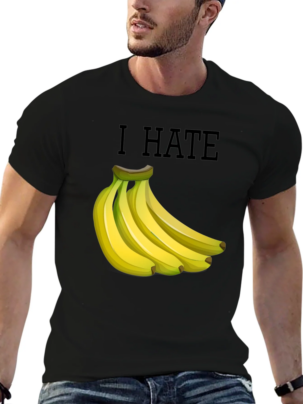 I Hate Bananas Funny Graphic T-Shirt - Black product image 6