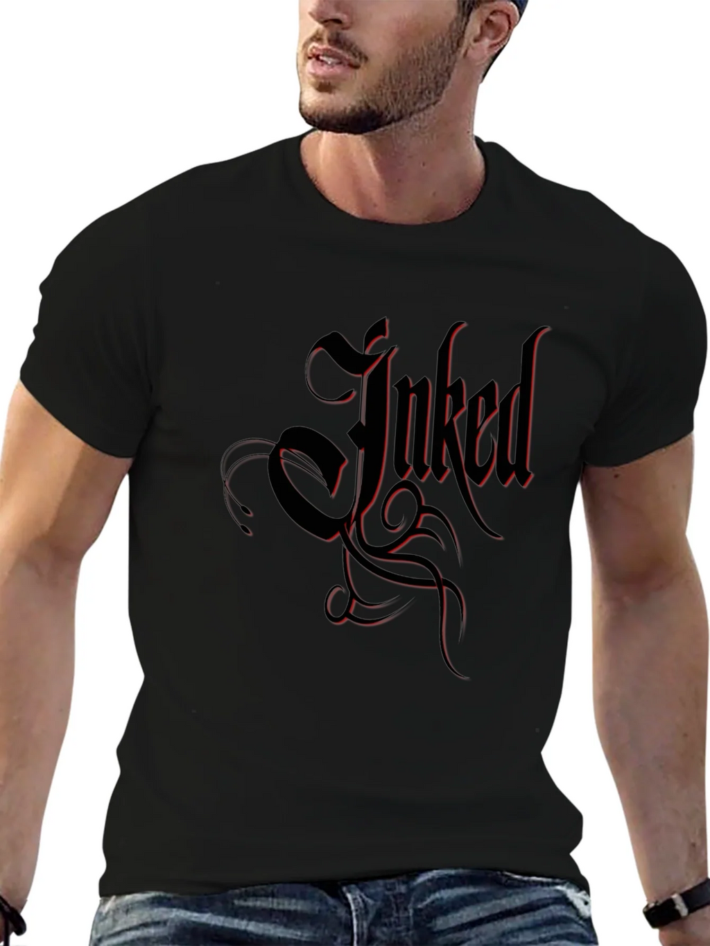Inked Black T-Shirt Tattoo Design product image 6