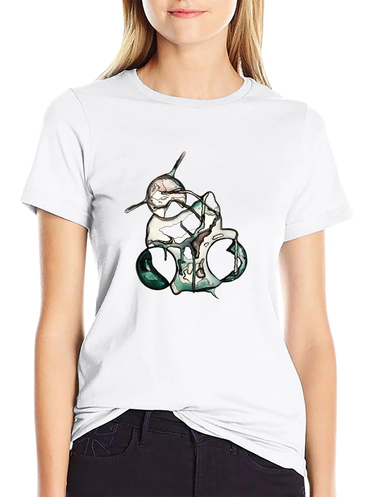 Abstract Skull Graphic Print Black T-Shirt product image 8