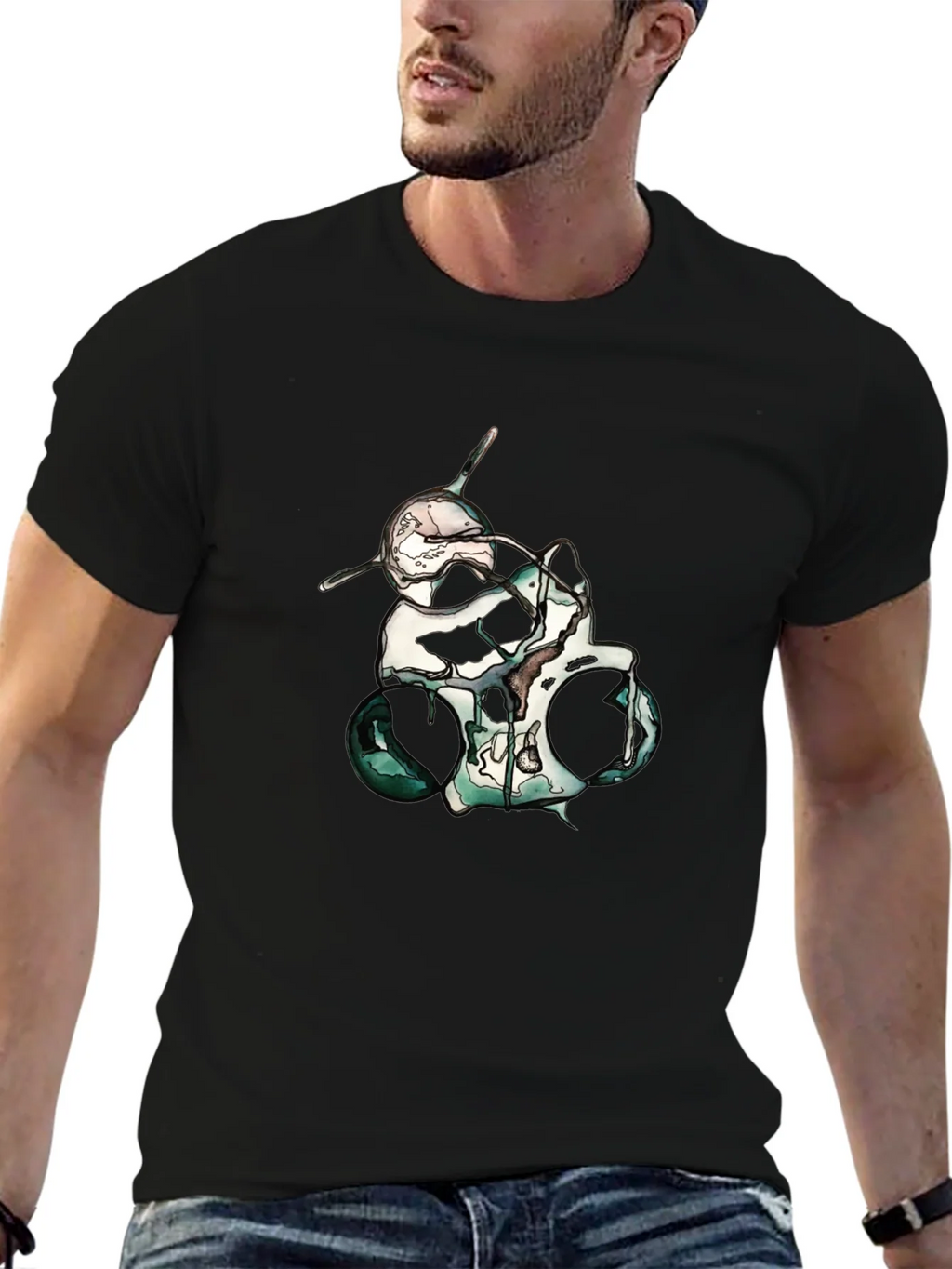 Abstract Skull Graphic Print Black T-Shirt product image 6