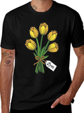 Tulip Bouquet Graphic Tee - Stylish Black T-Shirt product image 1