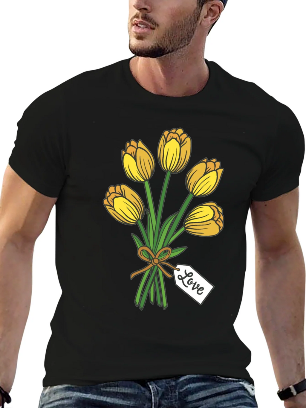 Tulip Bouquet Graphic Tee - Stylish Black T-Shirt product image 6