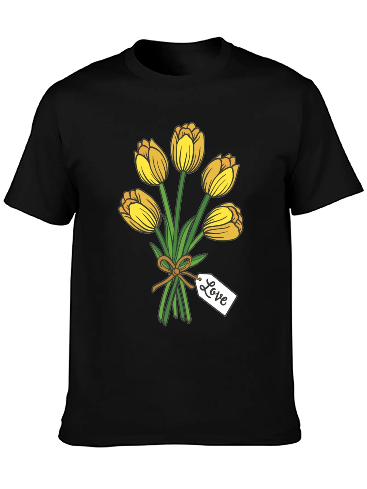 Tulip Bouquet Graphic Tee - Stylish Black T-Shirt product image 3