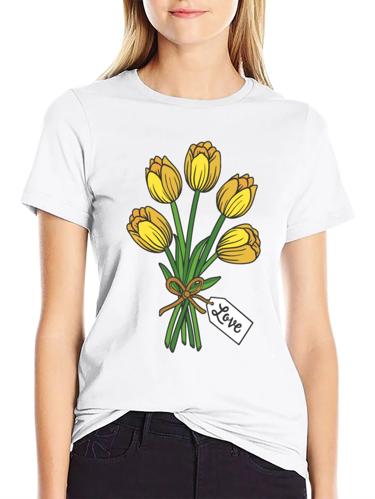 Tulip Bouquet Graphic Tee - Stylish Black T-Shirt product image 8