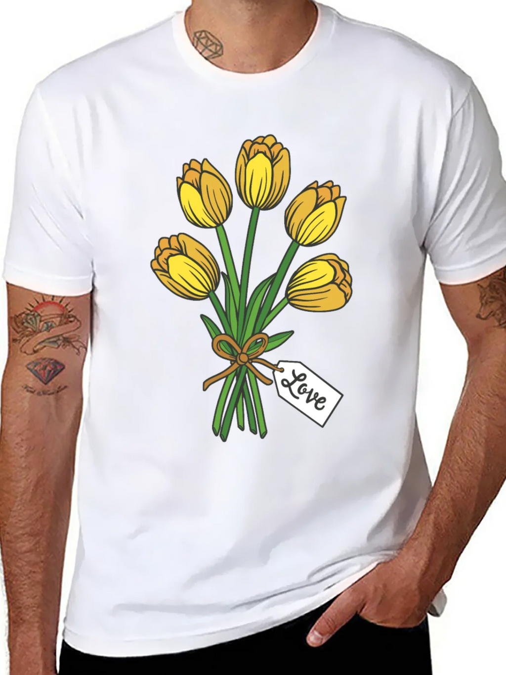 Tulip Bouquet Graphic Tee - Stylish Black T-Shirt product image 7
