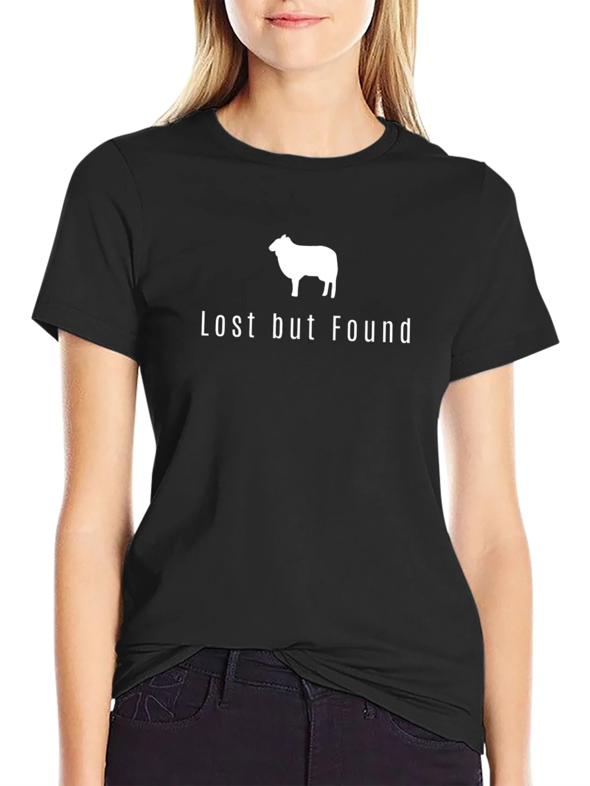 Lost But Found Sheep Graphic Tee - Black Cotton product image 2