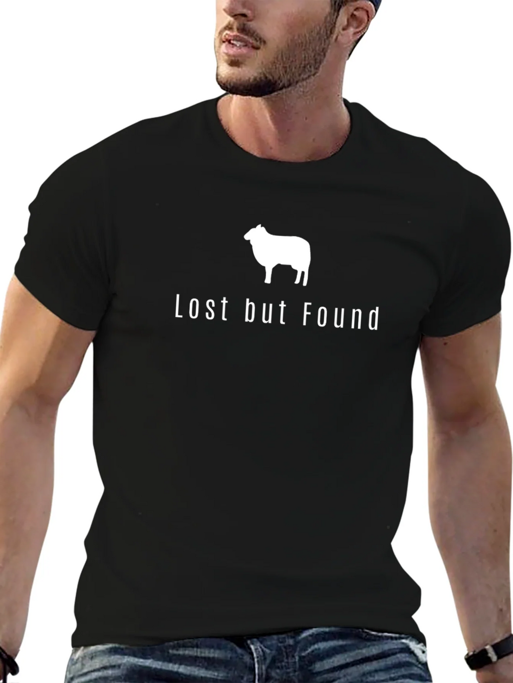Lost But Found Sheep Graphic Tee - Black Cotton product image 6
