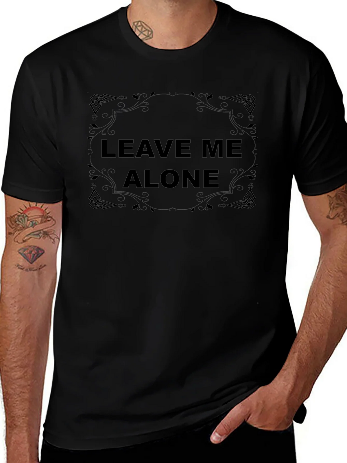 Leave Me Alone Black Graphic Tee Shirt product image 1