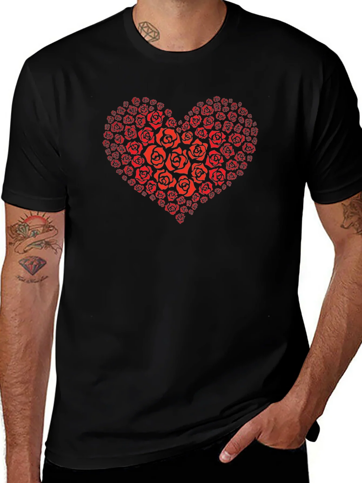 Heart of Roses Graphic T-Shirt - Black product image 1