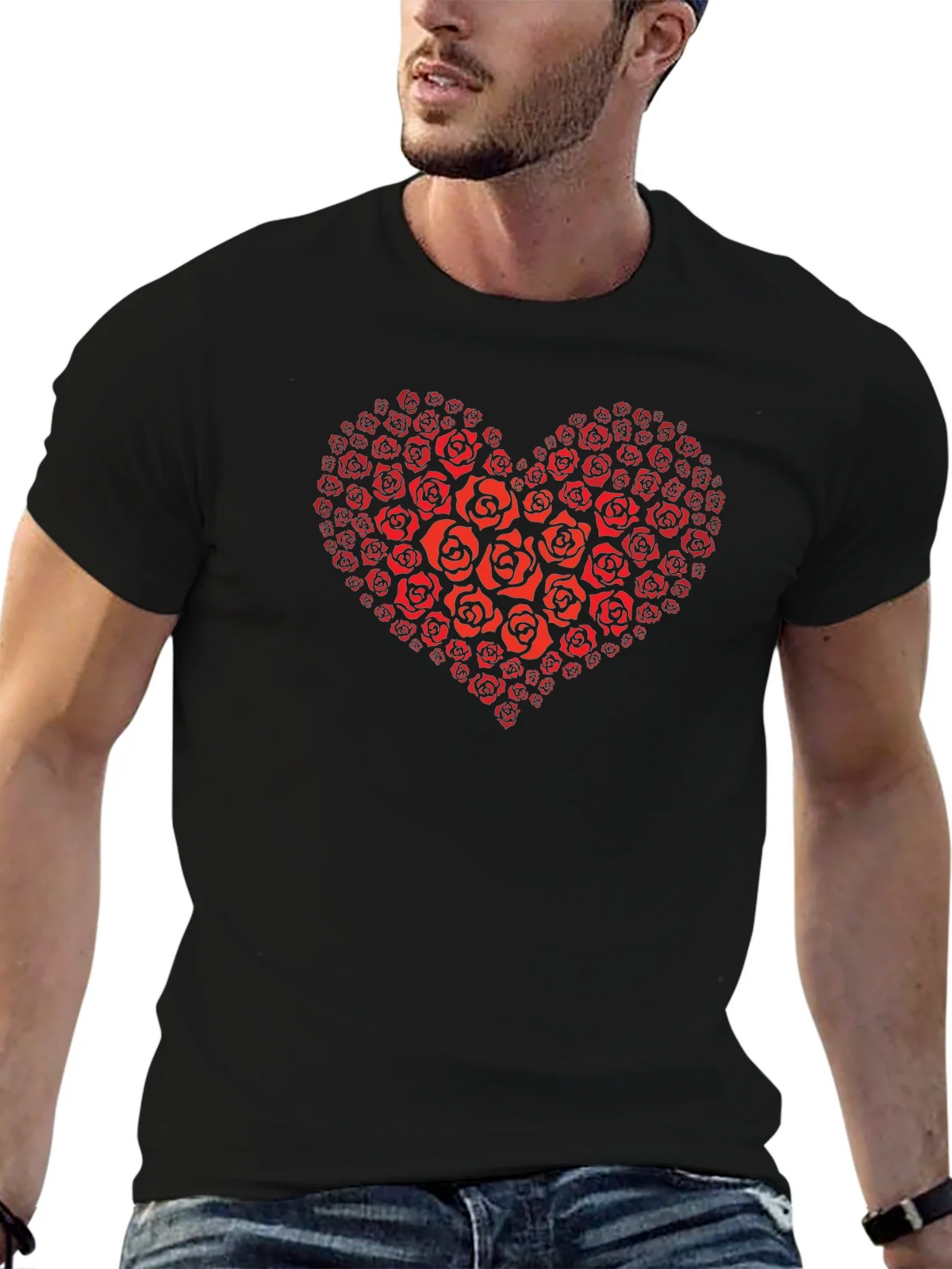 Heart of Roses Graphic T-Shirt - Black product image 6