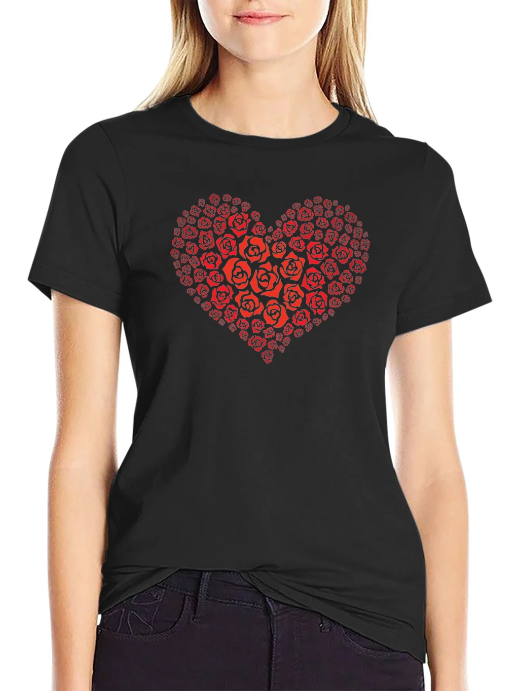 Heart of Roses Graphic T-Shirt - Black product image 2