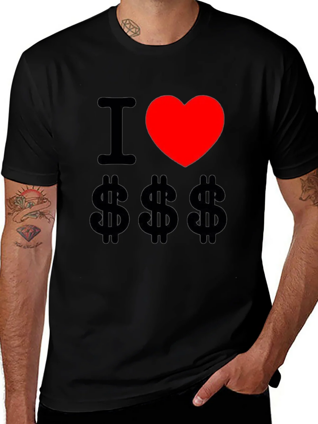 I Love Money Graphic Tee - Black Cotton T-Shirt product image 1