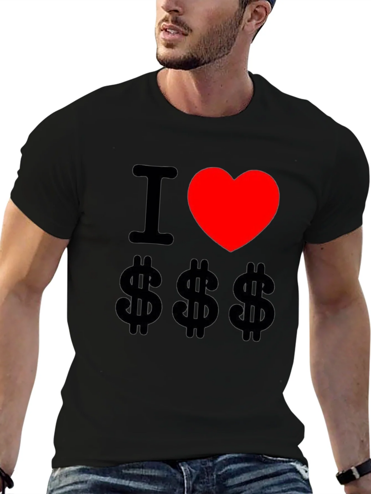 I Love Money Graphic Tee - Black Cotton T-Shirt product image 6