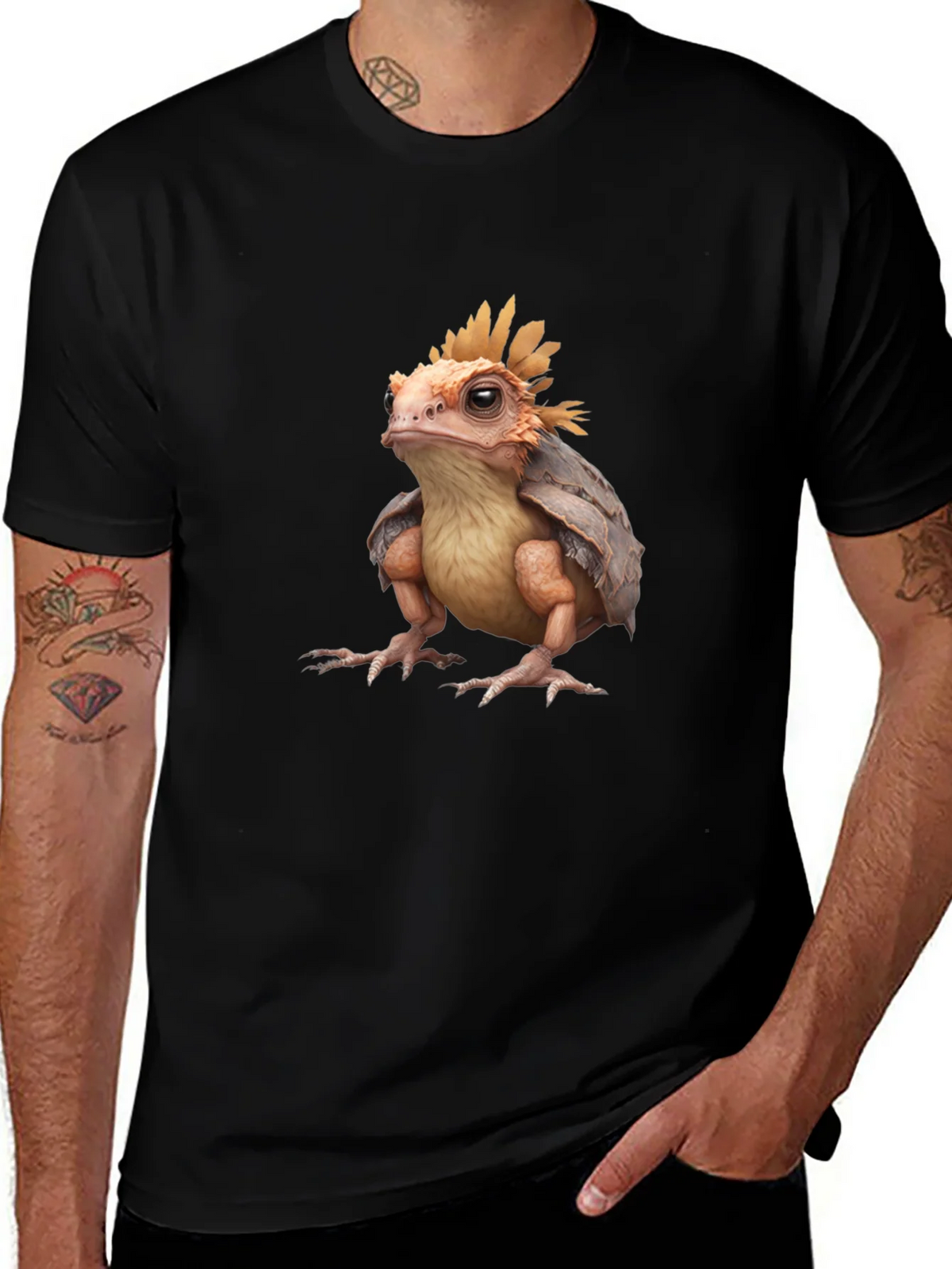 Frog-Turtle Creature Black T-Shirt product image 1