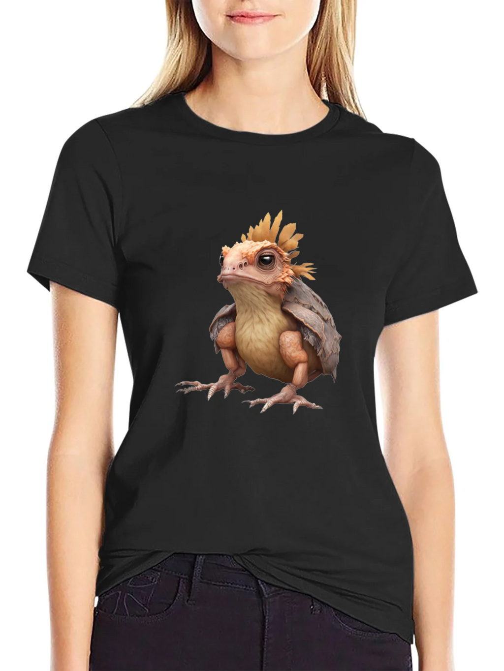 Frog-Turtle Creature Black T-Shirt product image 2