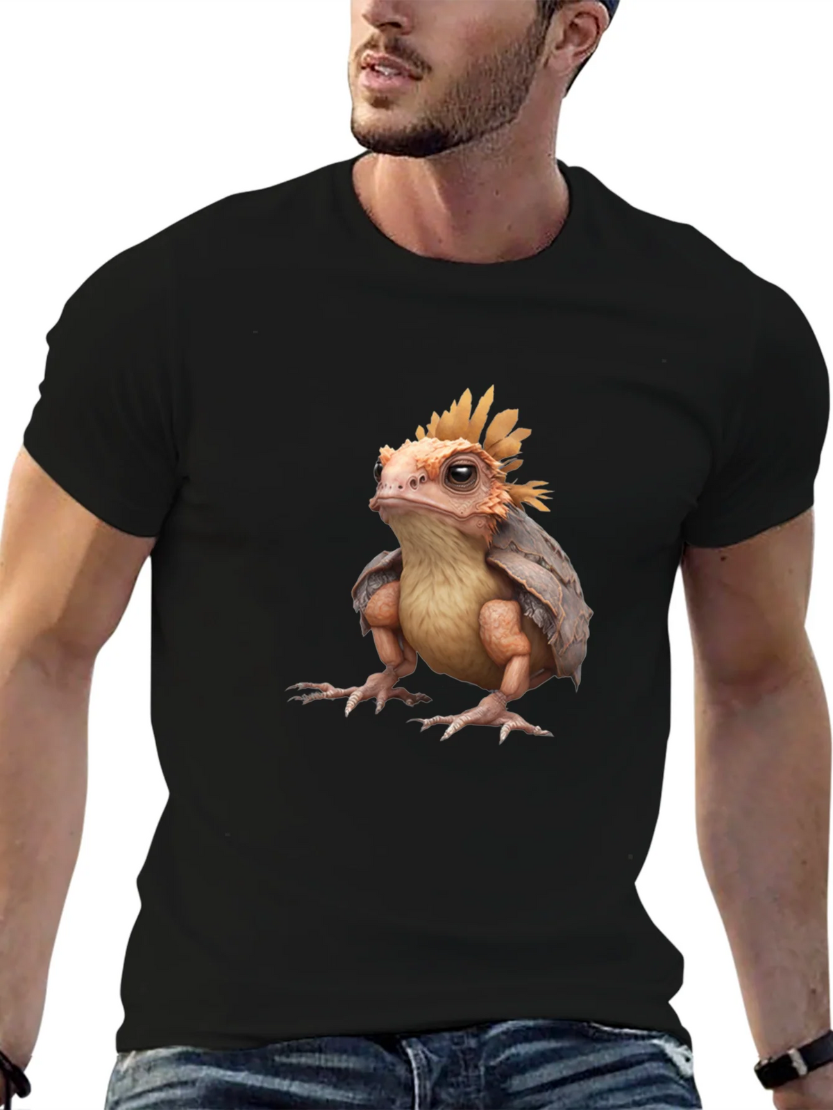 Frog-Turtle Creature Black T-Shirt product image 6