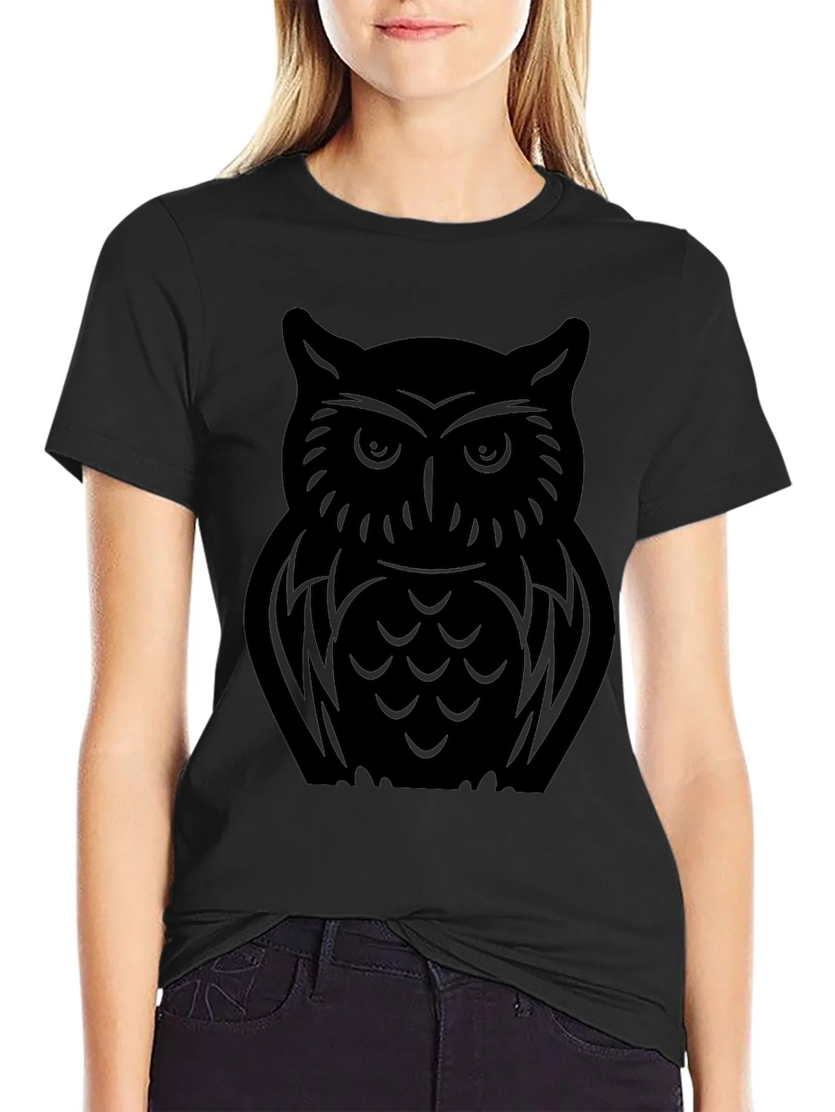 Mens Black Owl Graphic Tee - Stylish & Unique Design product image 2
