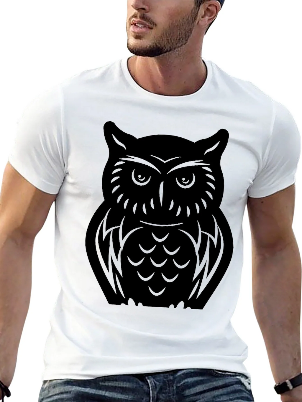 Mens Black Owl Graphic Tee - Stylish & Unique Design product image 12