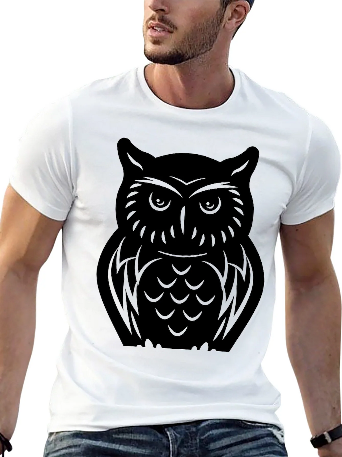 Mens Black Owl Graphic Tee - Stylish & Unique Design product image 12