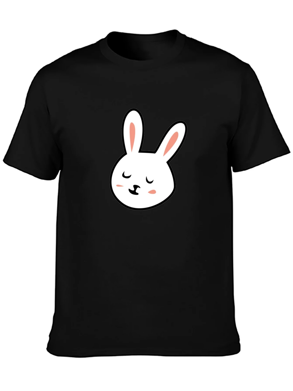 Cute Bunny Graphic Tee - Black Cotton T-Shirt product image 3