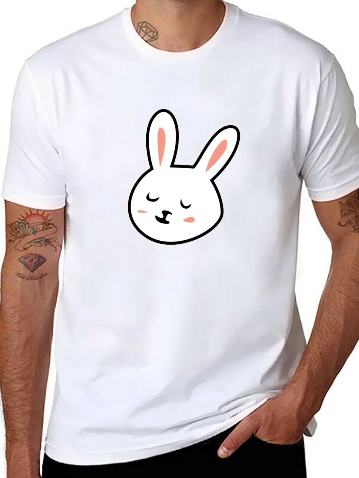 Cute Bunny Graphic Tee - Black Cotton T-Shirt product image 7