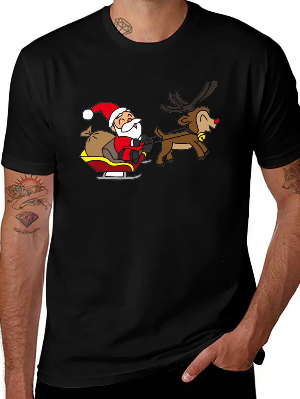 Santa and Reindeer Graphic T-Shirt product image 1