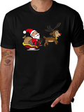 Santa and Reindeer Graphic T-Shirt product image 1