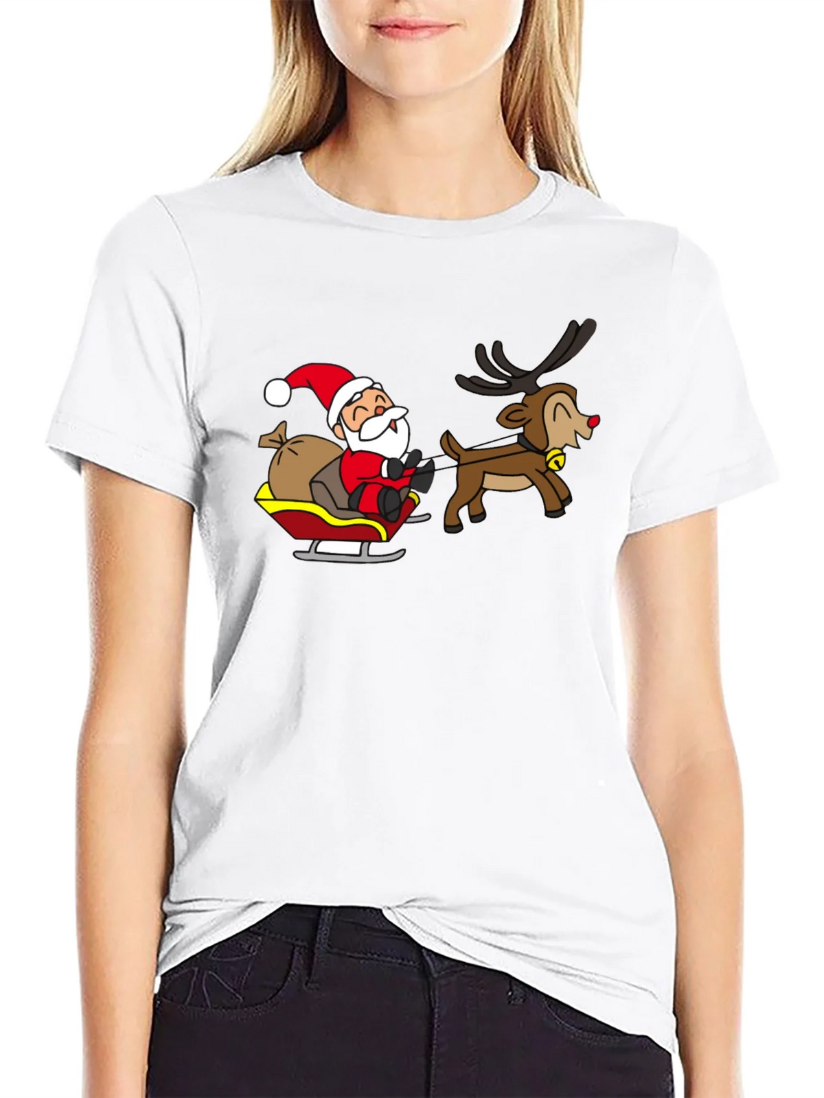 Santa and Reindeer Graphic T-Shirt product image 8