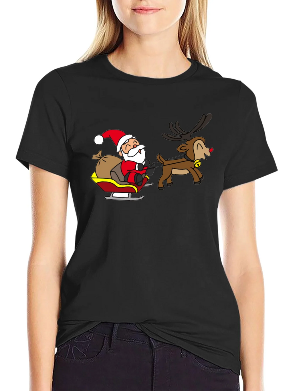Santa and Reindeer Graphic T-Shirt product image 2