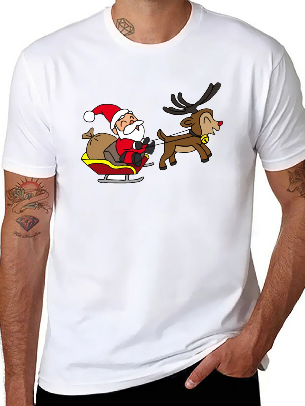 Santa and Reindeer Graphic T-Shirt product image 7