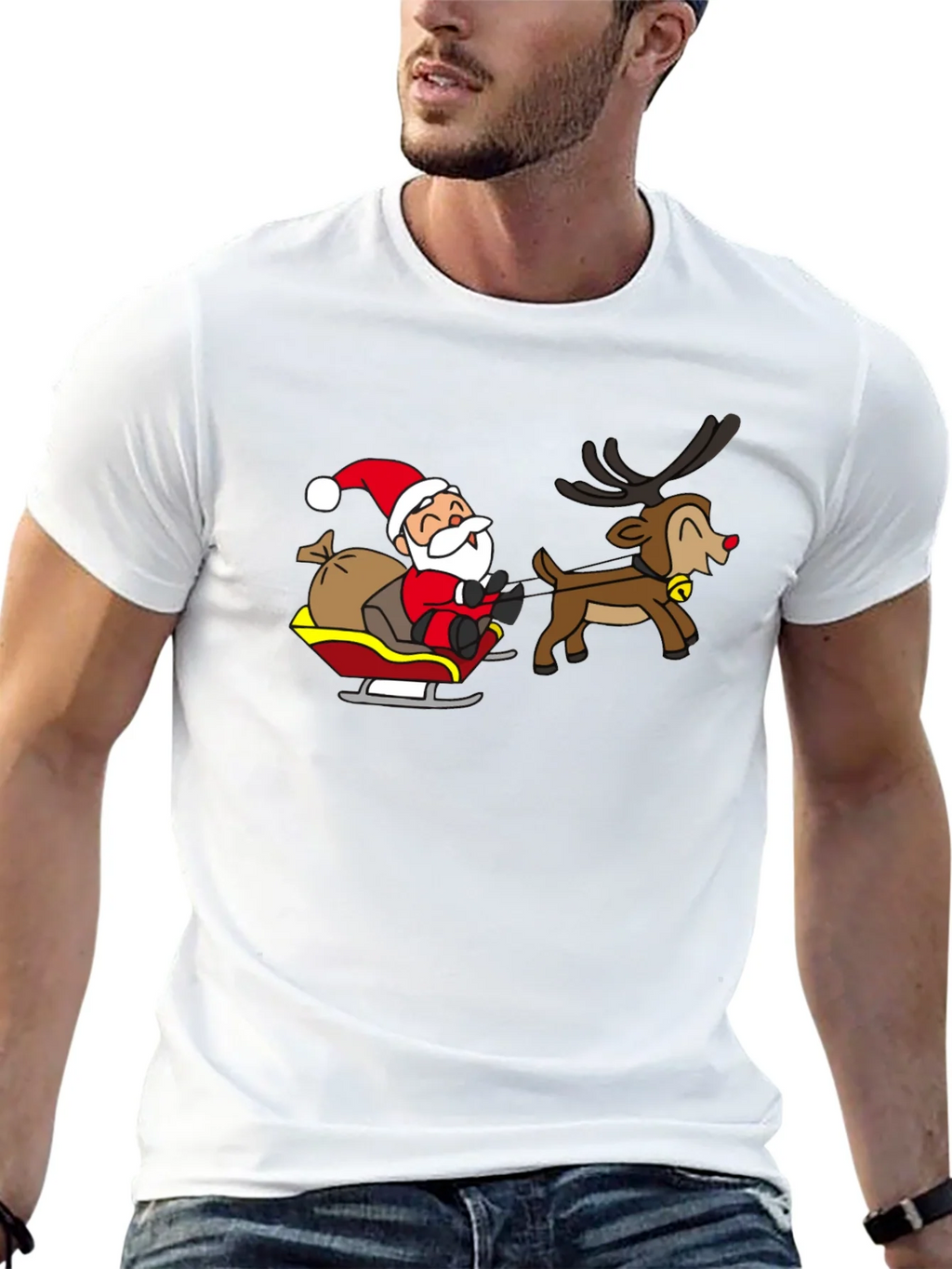 Santa and Reindeer Graphic T-Shirt product image 12