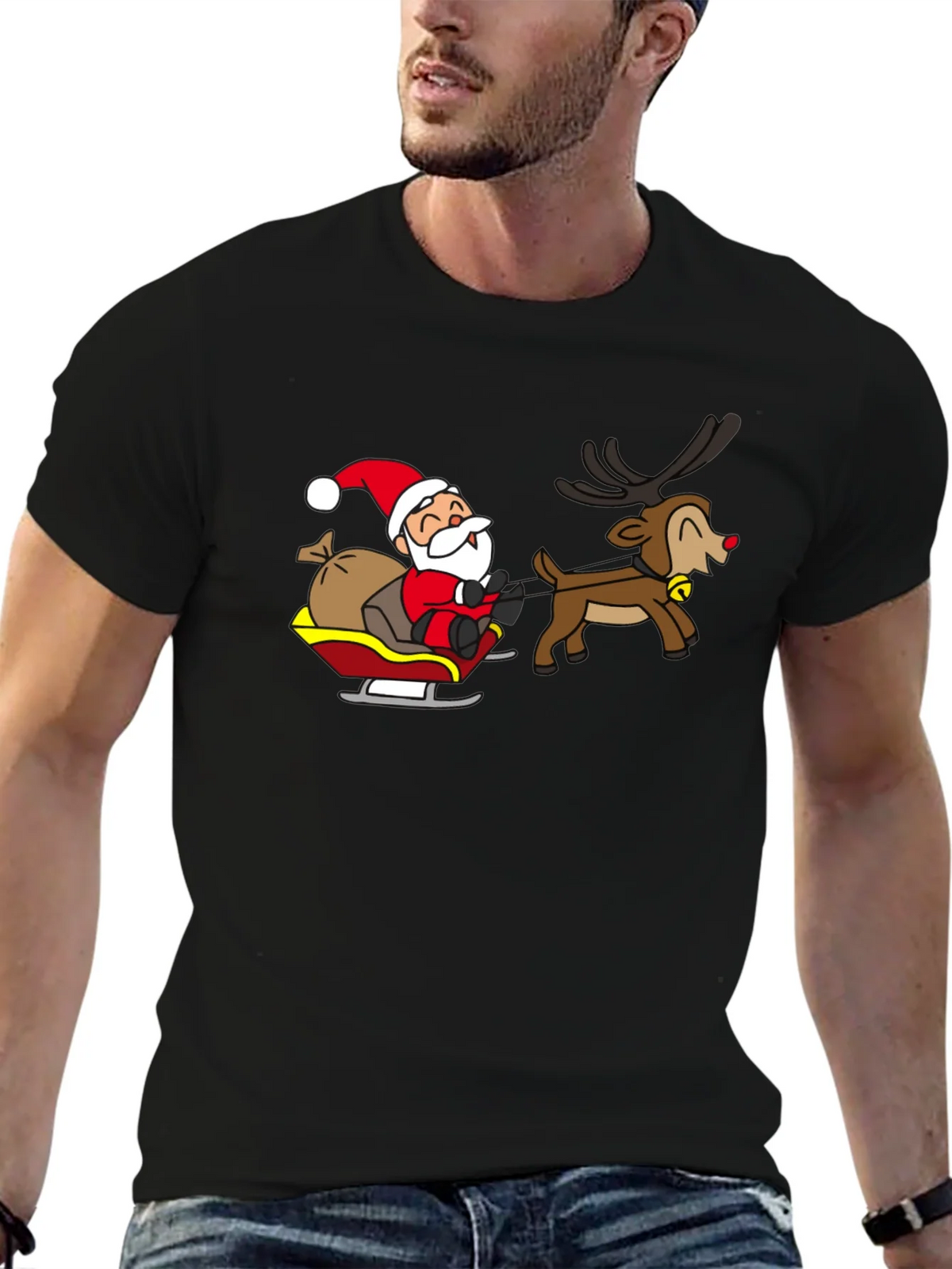 Santa and Reindeer Graphic T-Shirt product image 6