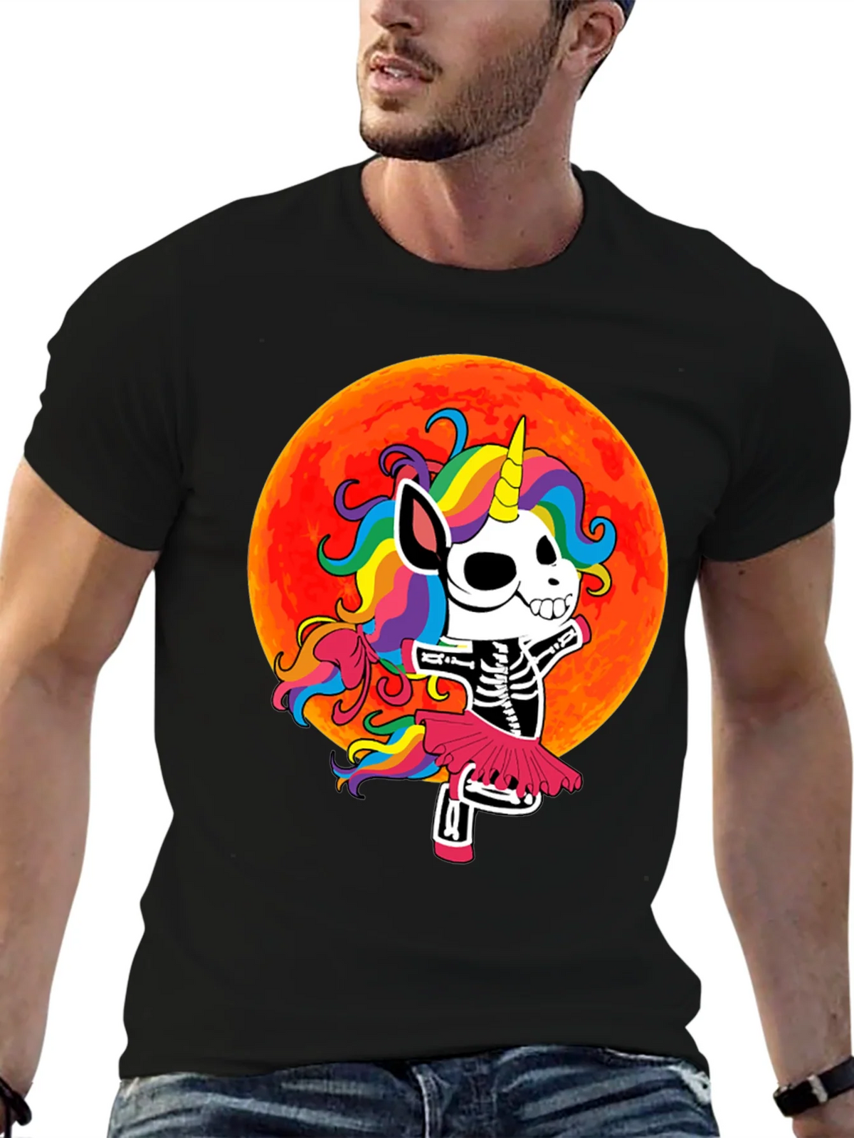 Skeleton Unicorn Halloween T-Shirt product image 6