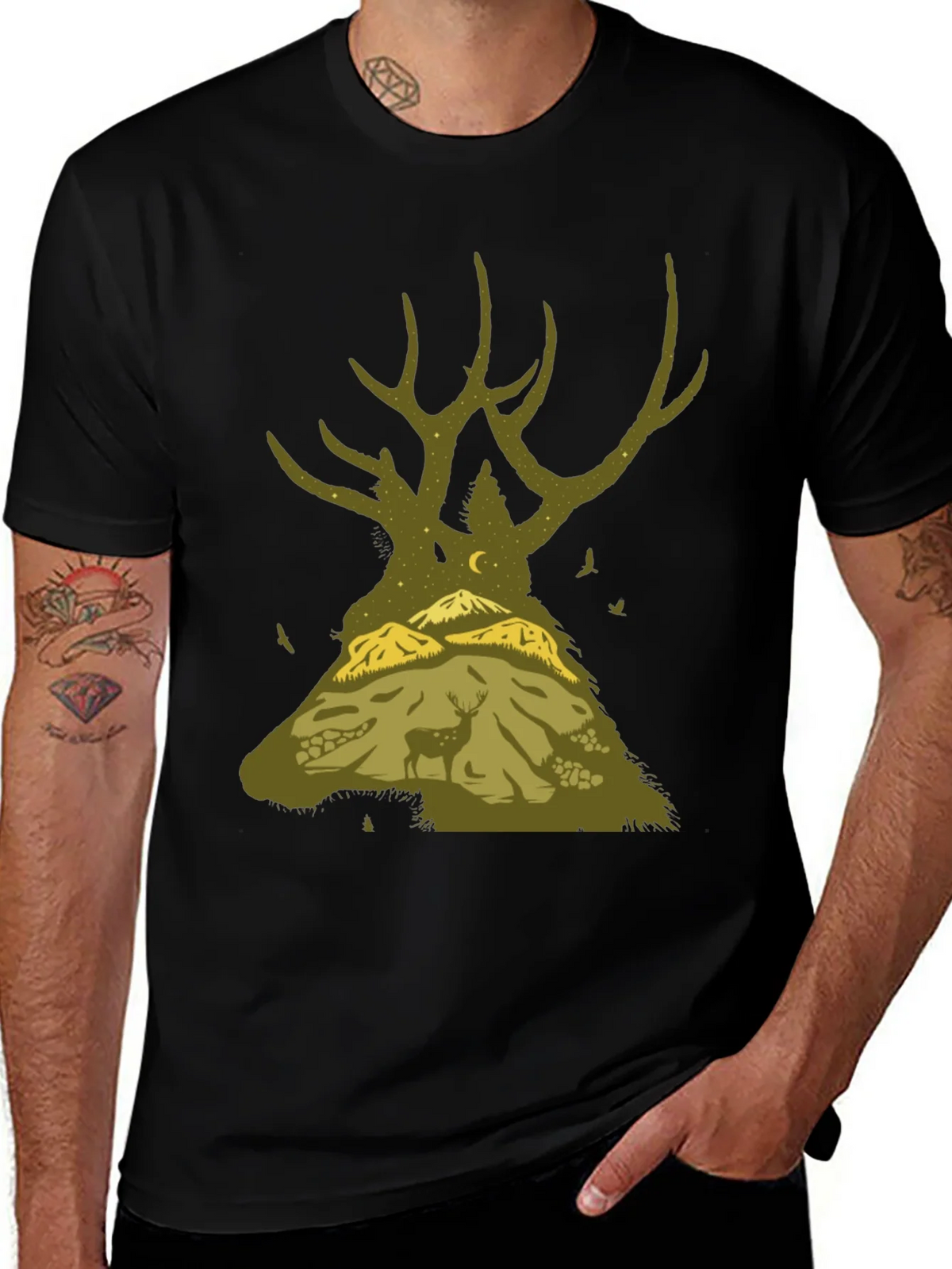 Nature Deer Silhouette Graphic Tee product image 1