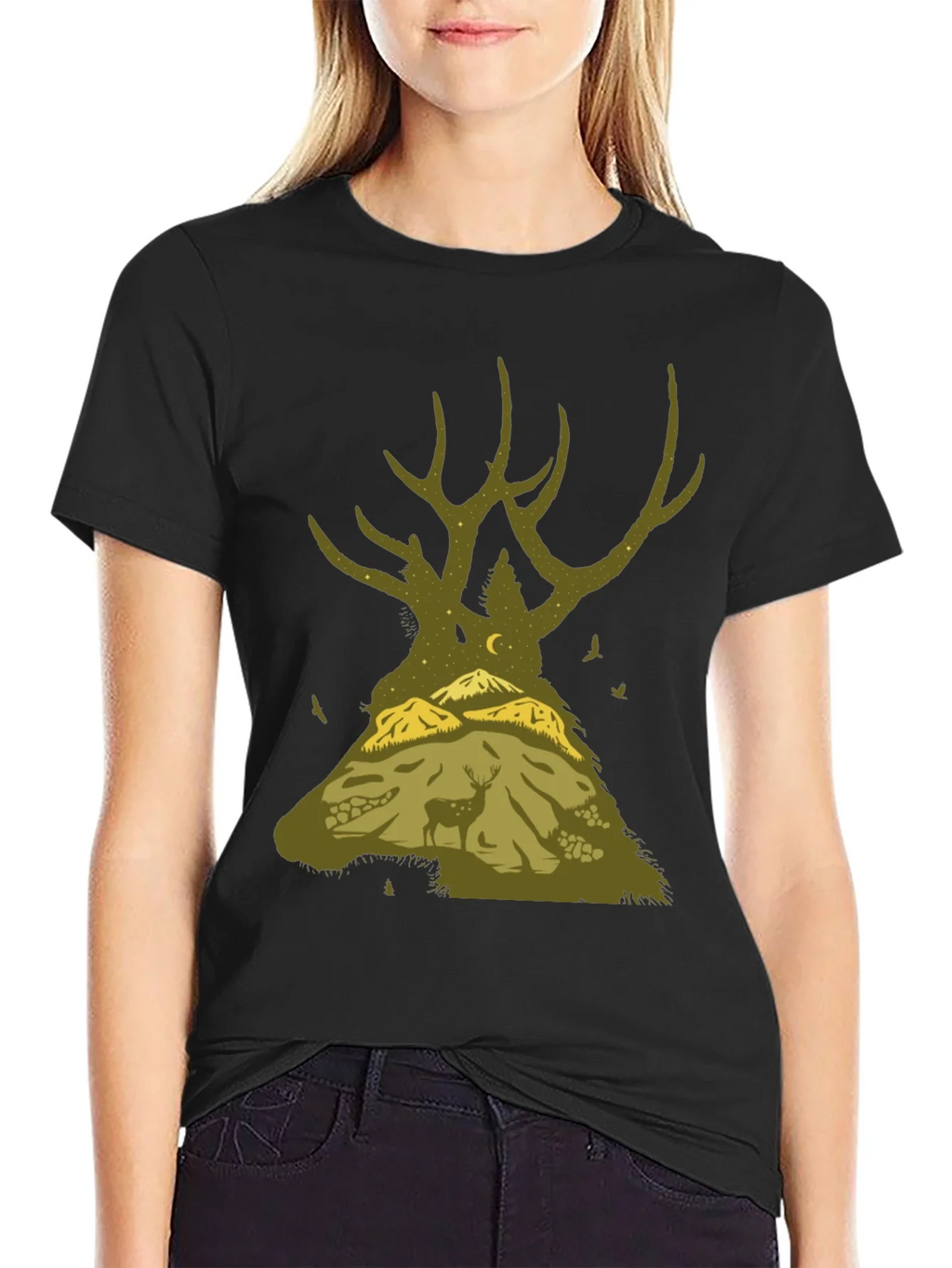Nature Deer Silhouette Graphic Tee product image 2