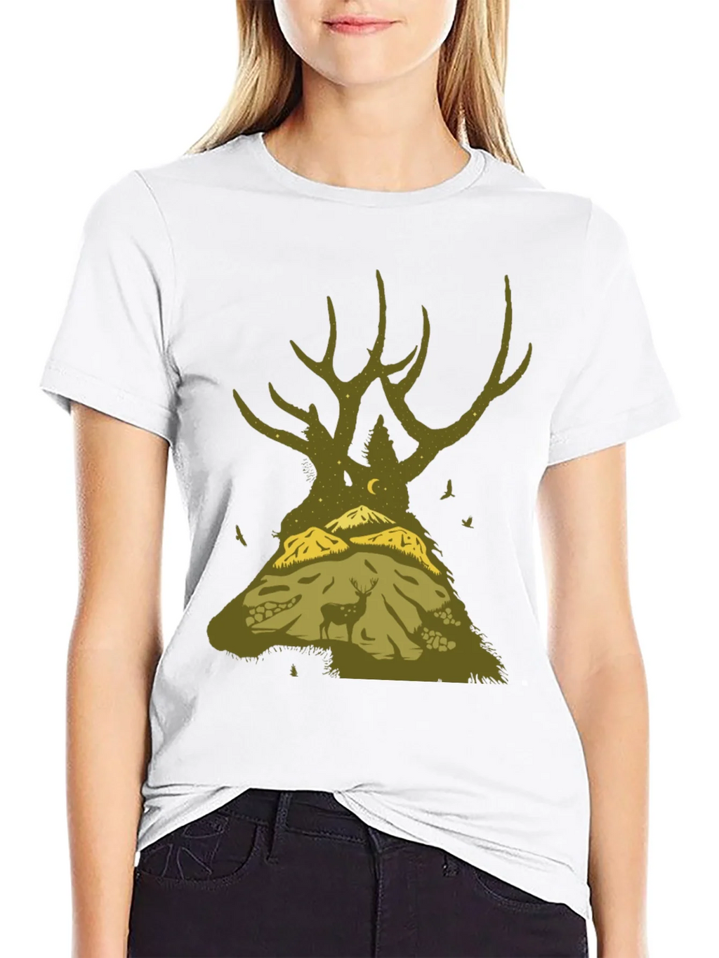 Nature Deer Silhouette Graphic Tee product image 8