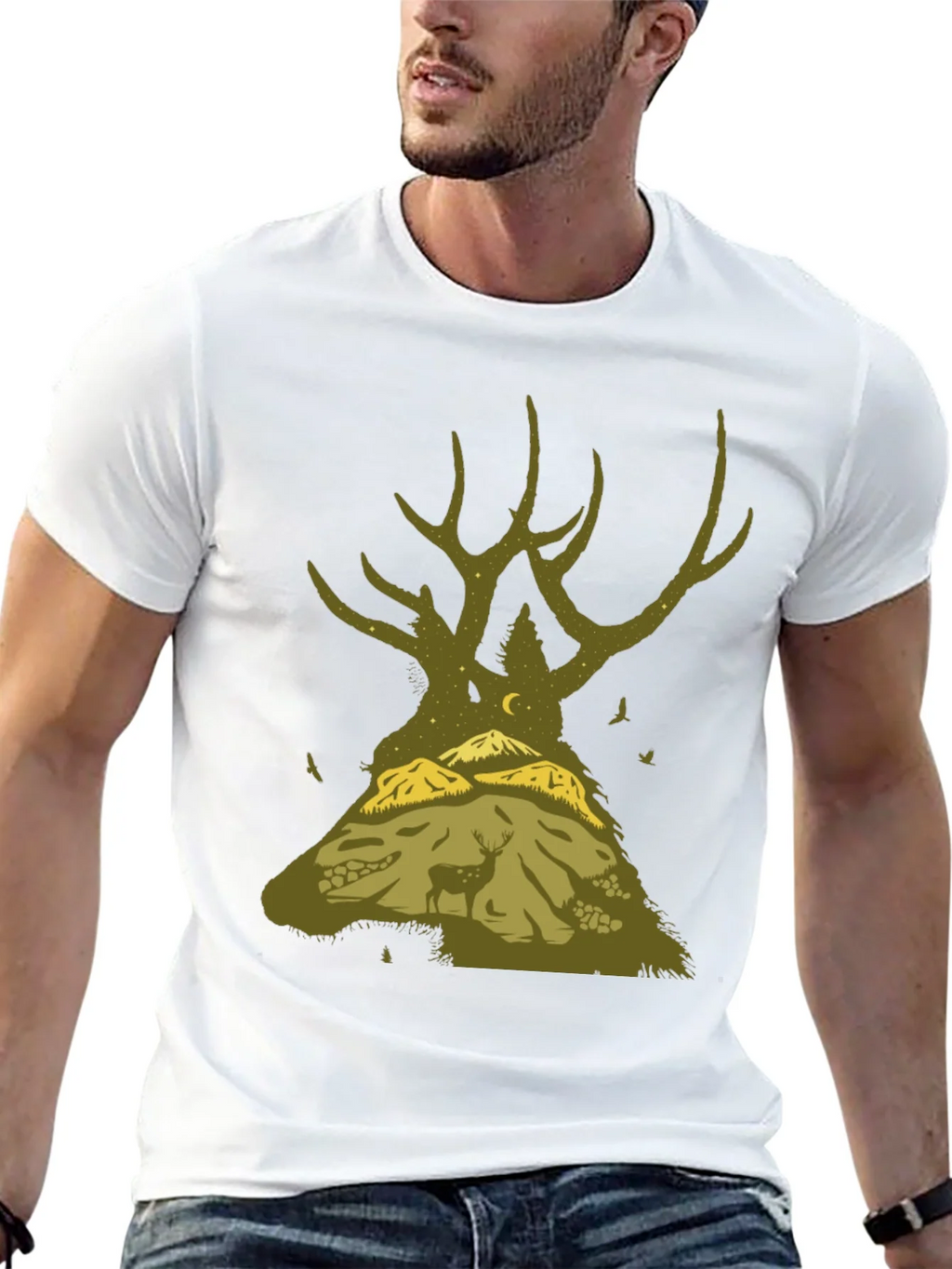 Nature Deer Silhouette Graphic Tee product image 12