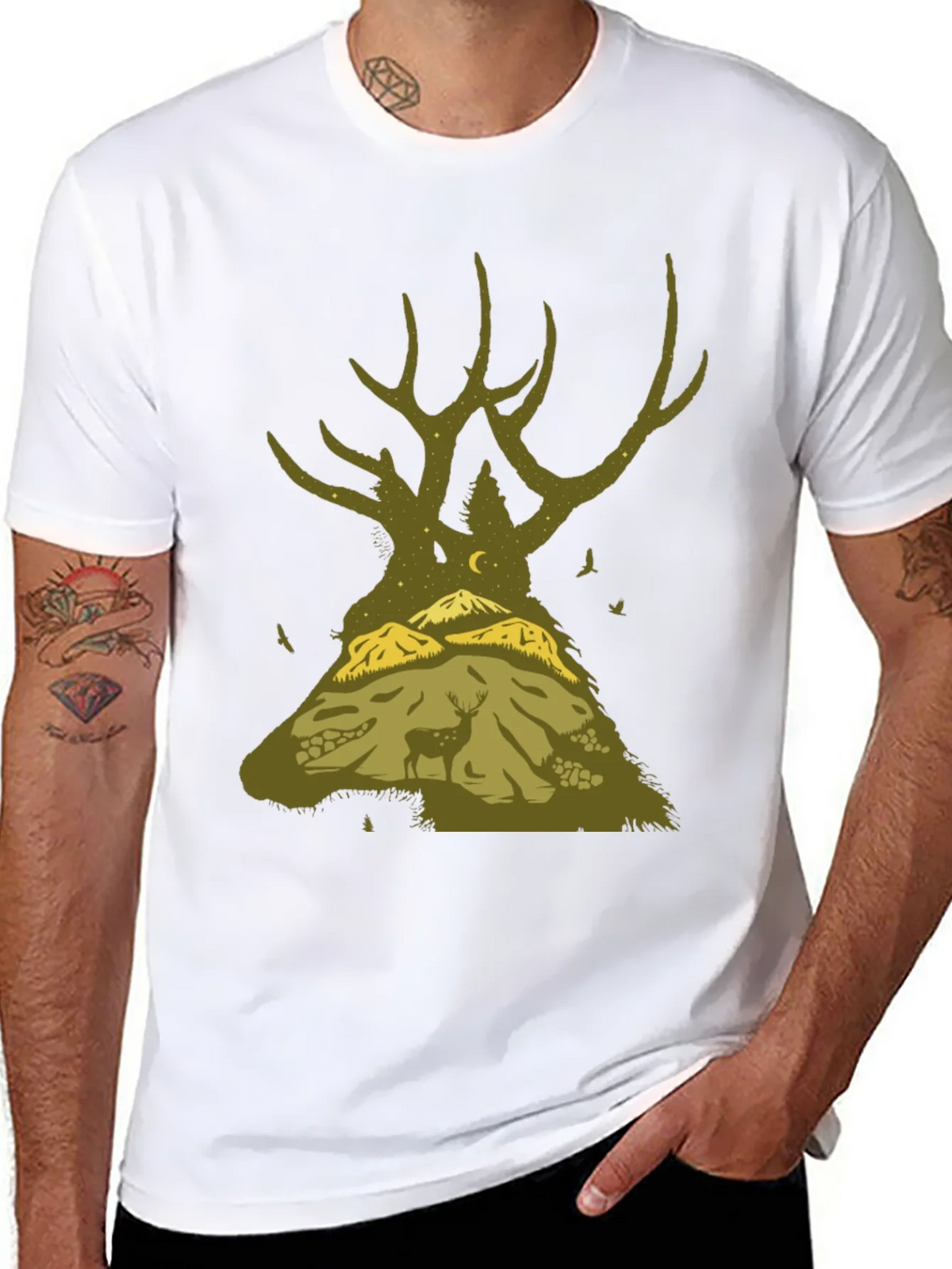 Nature Deer Silhouette Graphic Tee product image 7